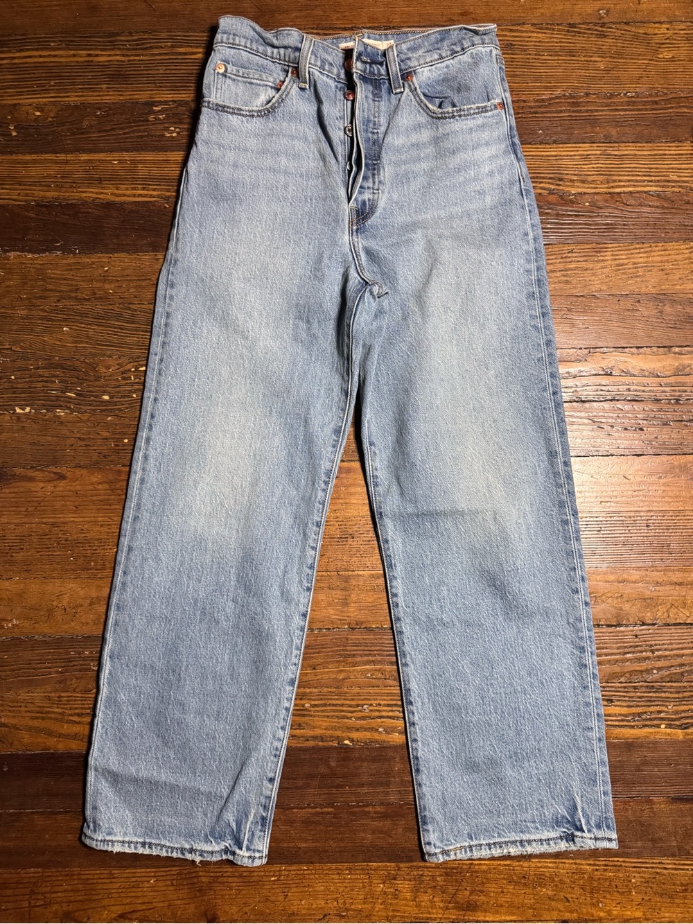 Levi's Women's Premium Ribcage Straight Ankle Jeans, Blue, High-Rise, Size 27
